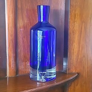 Ultmat handmade blown cobalt blue vodka bottle 10" tall